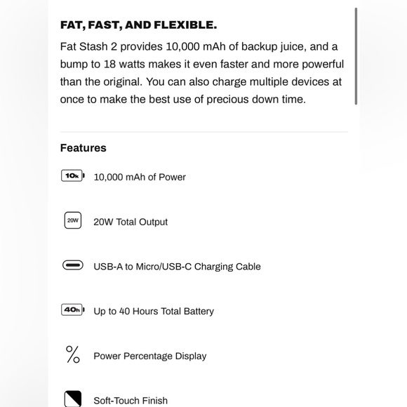 Skullcandy 10,000 MAh Portable Battery Pack
FAT STASH™ 2 - Picture 6 of 7